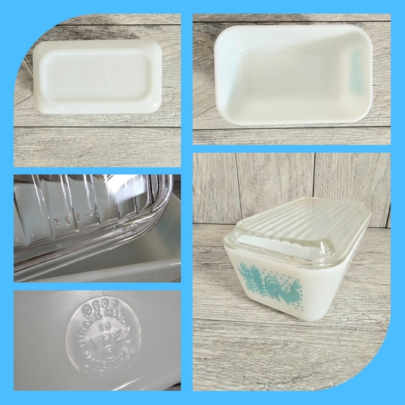 Pyrex Butterprint Turquoise Refrigerator Jar Set - Picture 5 of 10